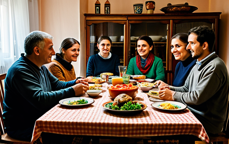 불가리아와 서유럽 생활 방식 차이 - **Image Prompt:** A bustling village square in Bulgaria, featuring neighbors helping each other repa...