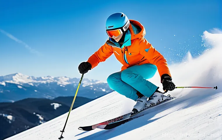 불가리아 스키 리조트 추천 - **Prompt:** A dynamic, high-definition image of a female skier confidently carving down a pristine, ...
