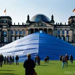 불가리아 예술가 크리스토 자바체프 - **Prompt for Wrapped Reichstag, Berlin, Germany (1995):**
    "A majestic, wide-angle shot of the Re...