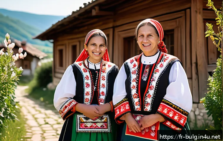 불가리아와 그리스 문화 차이 - A warm and inviting Bulgarian village scene in springtime during the Baba Marta festival, showcasing...